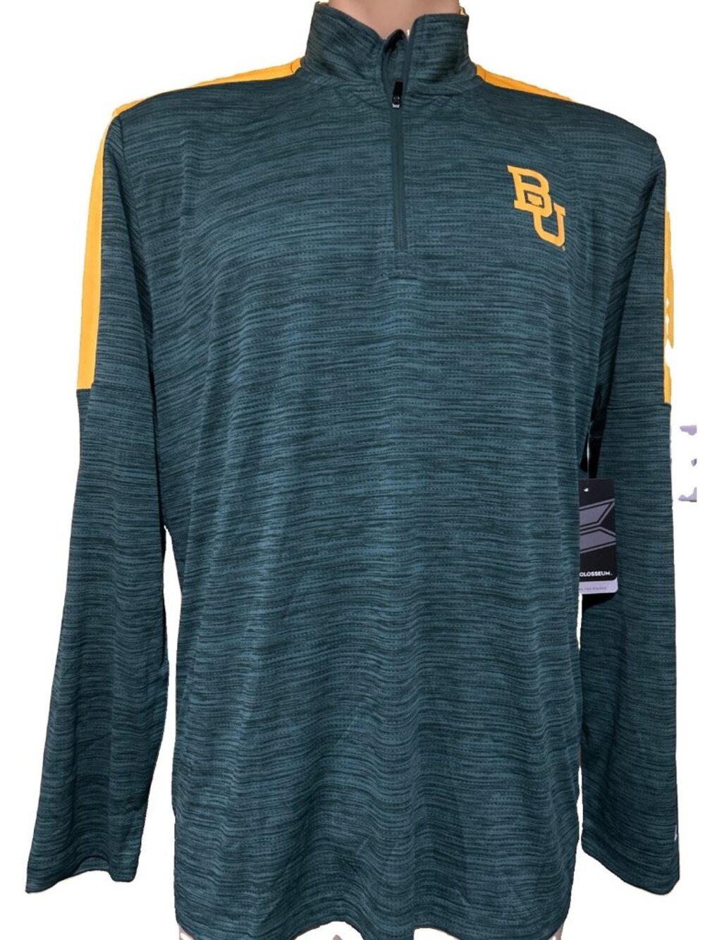 Baylor BU Bears Green Colosseum Athletics 1/4 Zip Pullover Shirt Men's L NEW